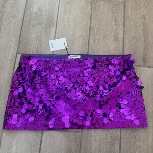 GUIZIO Low Rise Paillette Skirt Purple Amethyst Sequin Halloween NWT Danielle